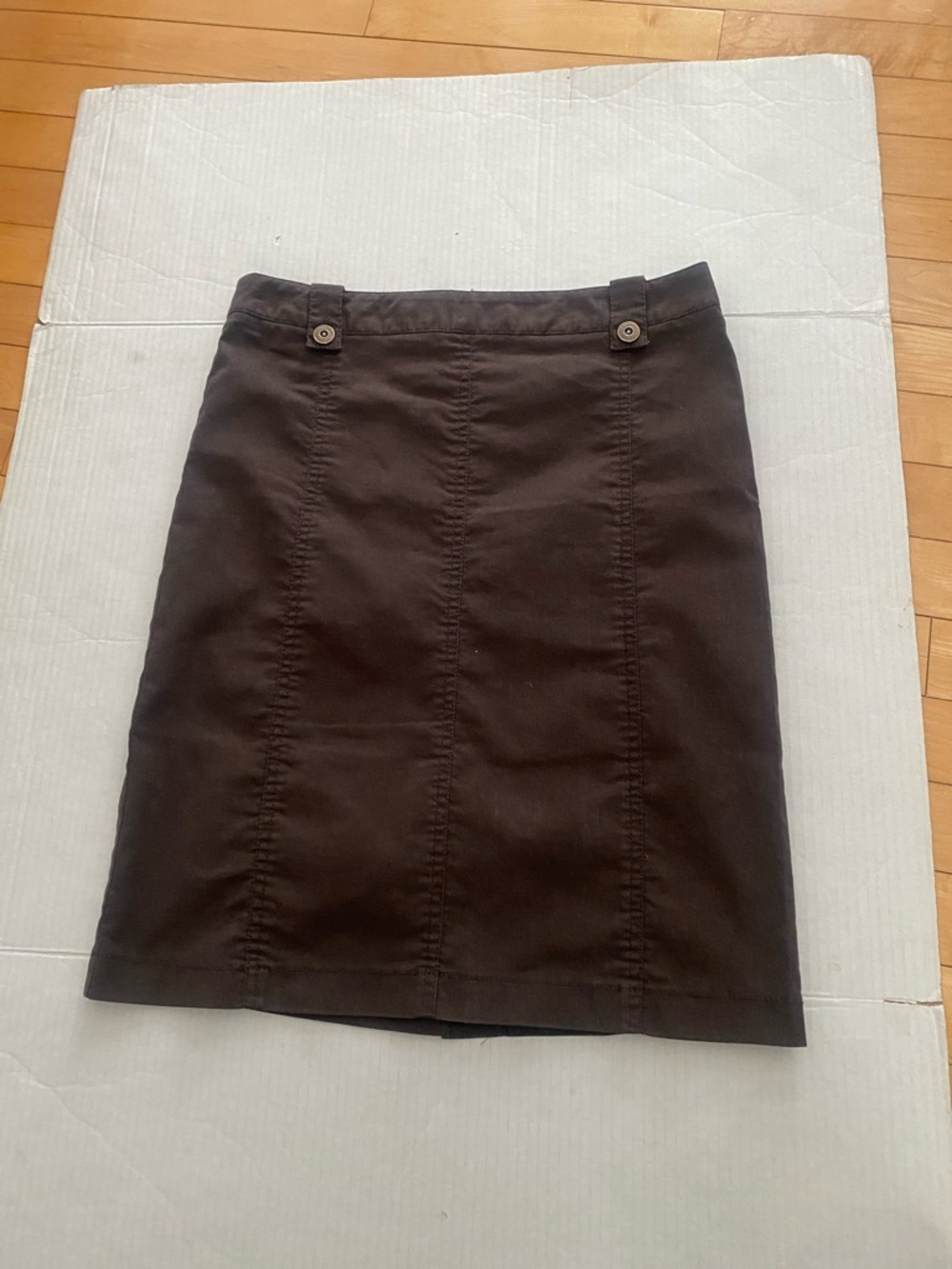 Classic Dark Brown Cotton Blend Pencil Skirt Size 7